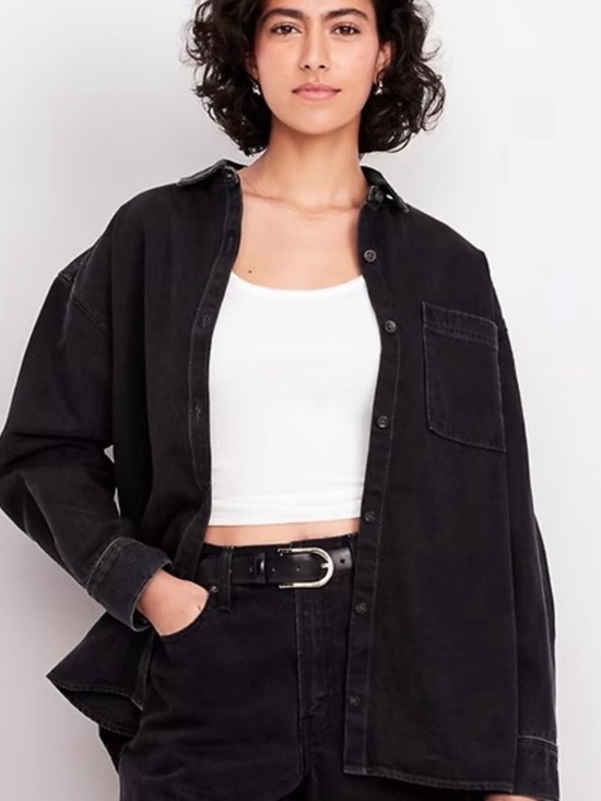 Old Navy Tops - 🆕 Black Denim Button Up Boyfriend Shirt Old Navy